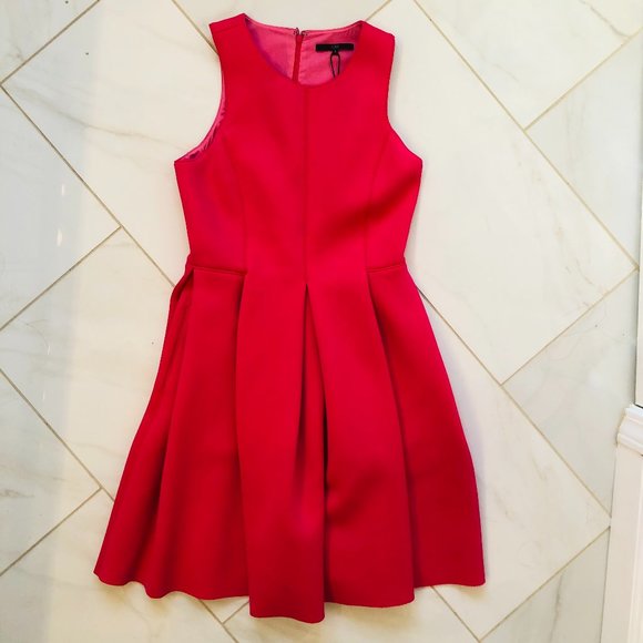 Tibi Hot Pink Fit n Flare Dress with Pockets, Size 8 - Picture 2 of 5
